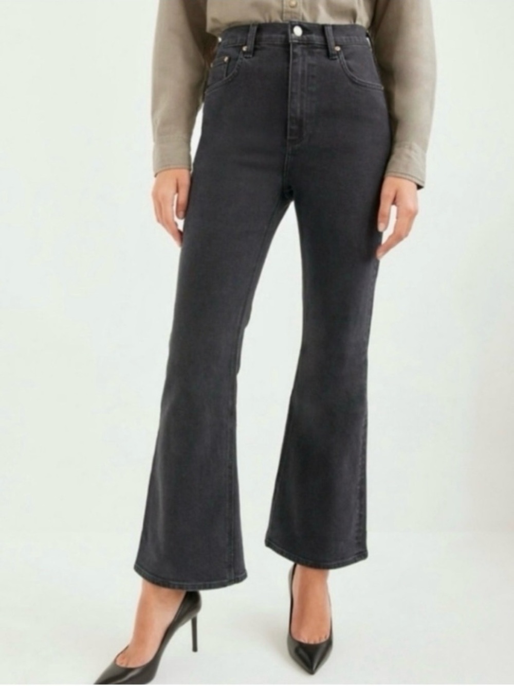 Aritzia Denim Forum “The Twiggy” High-Rise Flare Jeans Black Size 28
